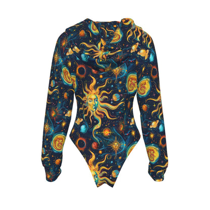 Sun and Moon, Women's Raglan Sleeve Hooded Bodysuit