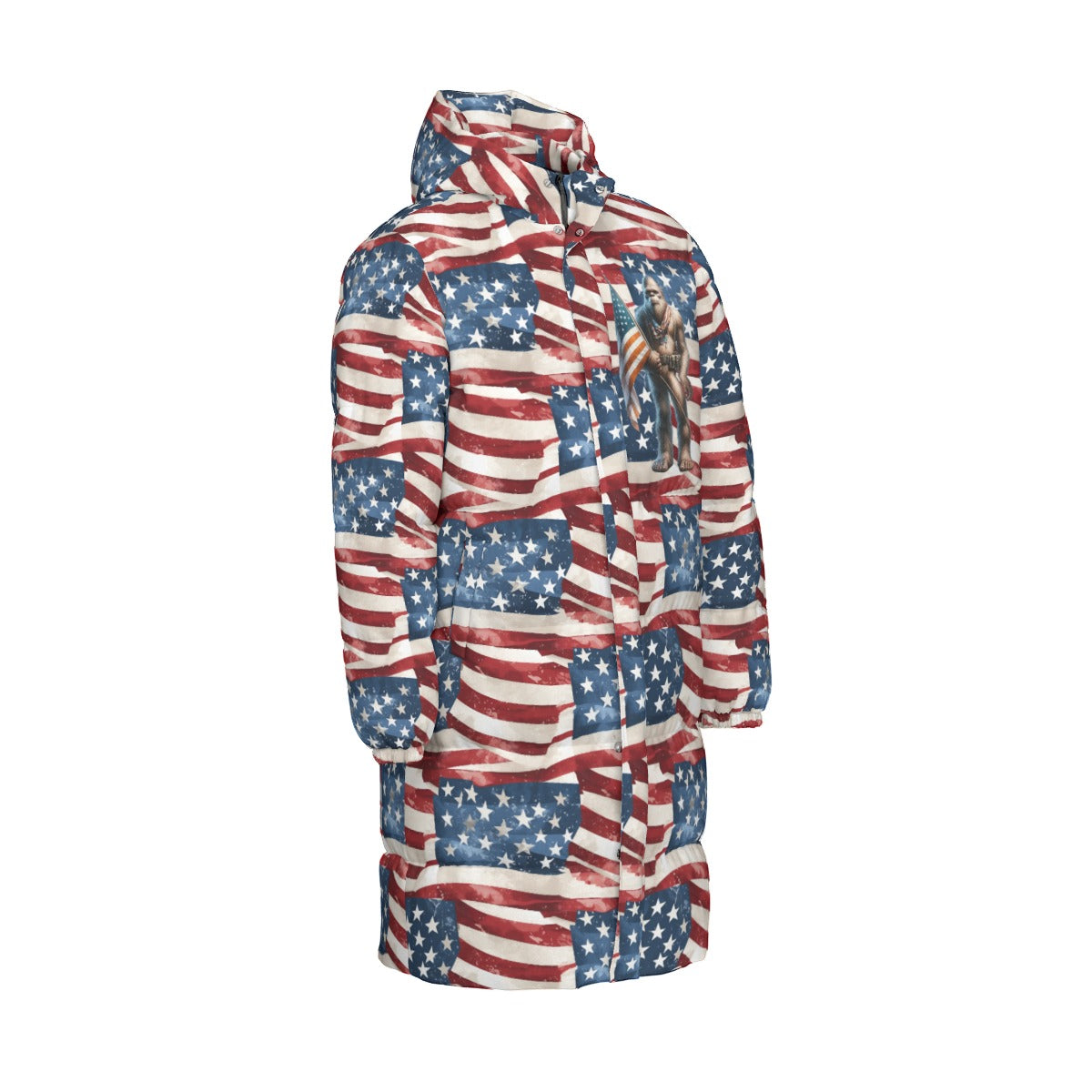 Bigfoot / Sasquatch Patriot, Long Down Jacket / Coat