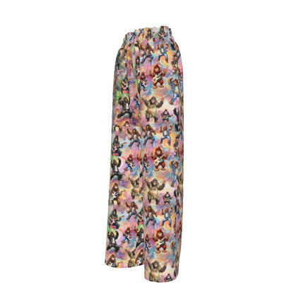 20 Bigfoot / Sasquatch Designs, Women’s Faux Silk Wide-Leg Pants