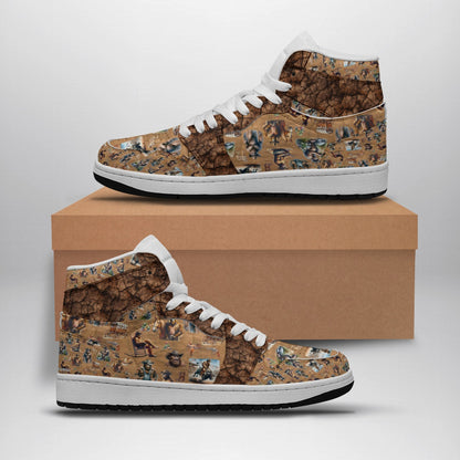 Cowboy Sasquatch, Bigfoot, Mens high top, lace-up, leather shoes