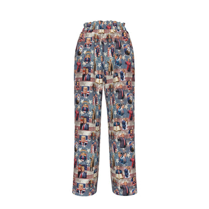 20 Donald Trump Design, Women’s Faux Silk Wide-Leg Pants