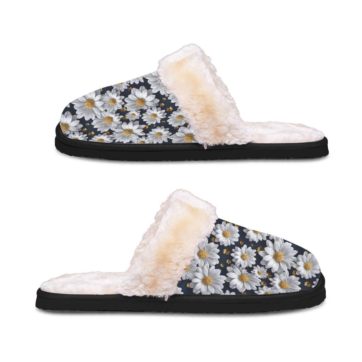 10 Beautiful Flower Designs, Women’s Plush, Fluffy Slippers