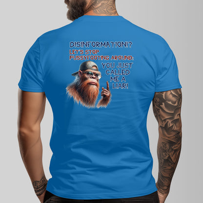 Bigfoot, Sasquatch "Disinformation" Cotton Short Sleeve Double Sided T-shirt
