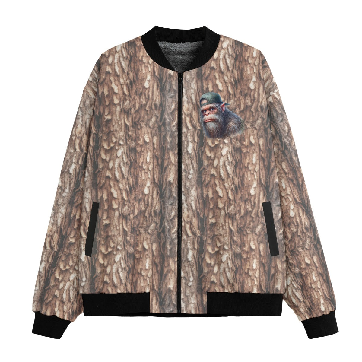 2 Sided "I'm not insulting you.."  Sasquatch, Bigfoot, Polyester Fleece Bomber Jacket / Zipper Closure