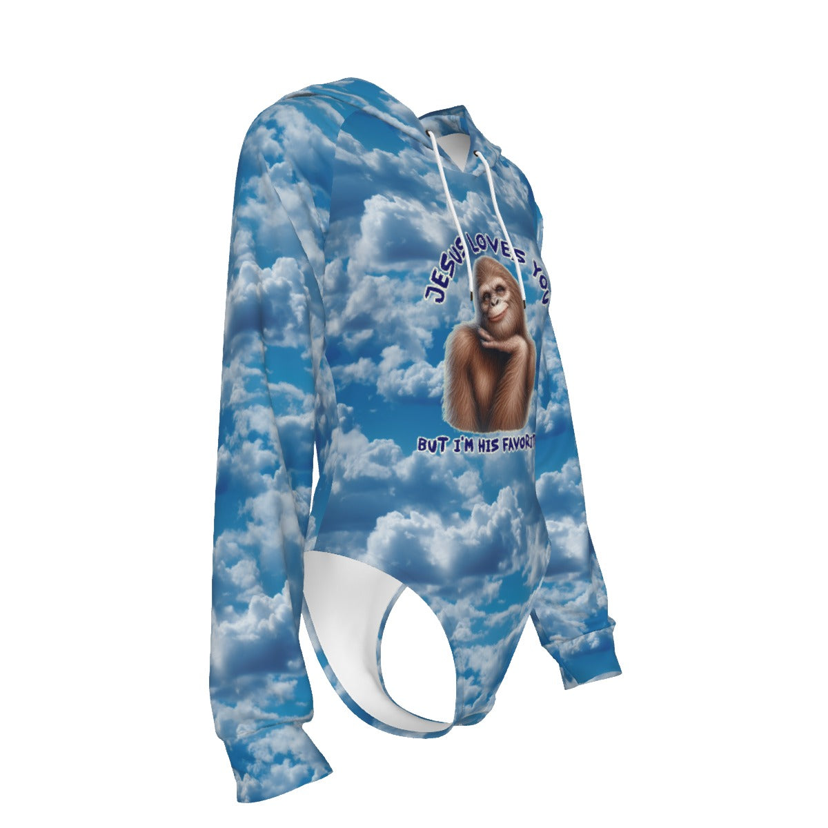 Bigfoot / Sasquatch, "Jesus Loves You...", Women's Raglan Sleeve Hooded Bodysuit