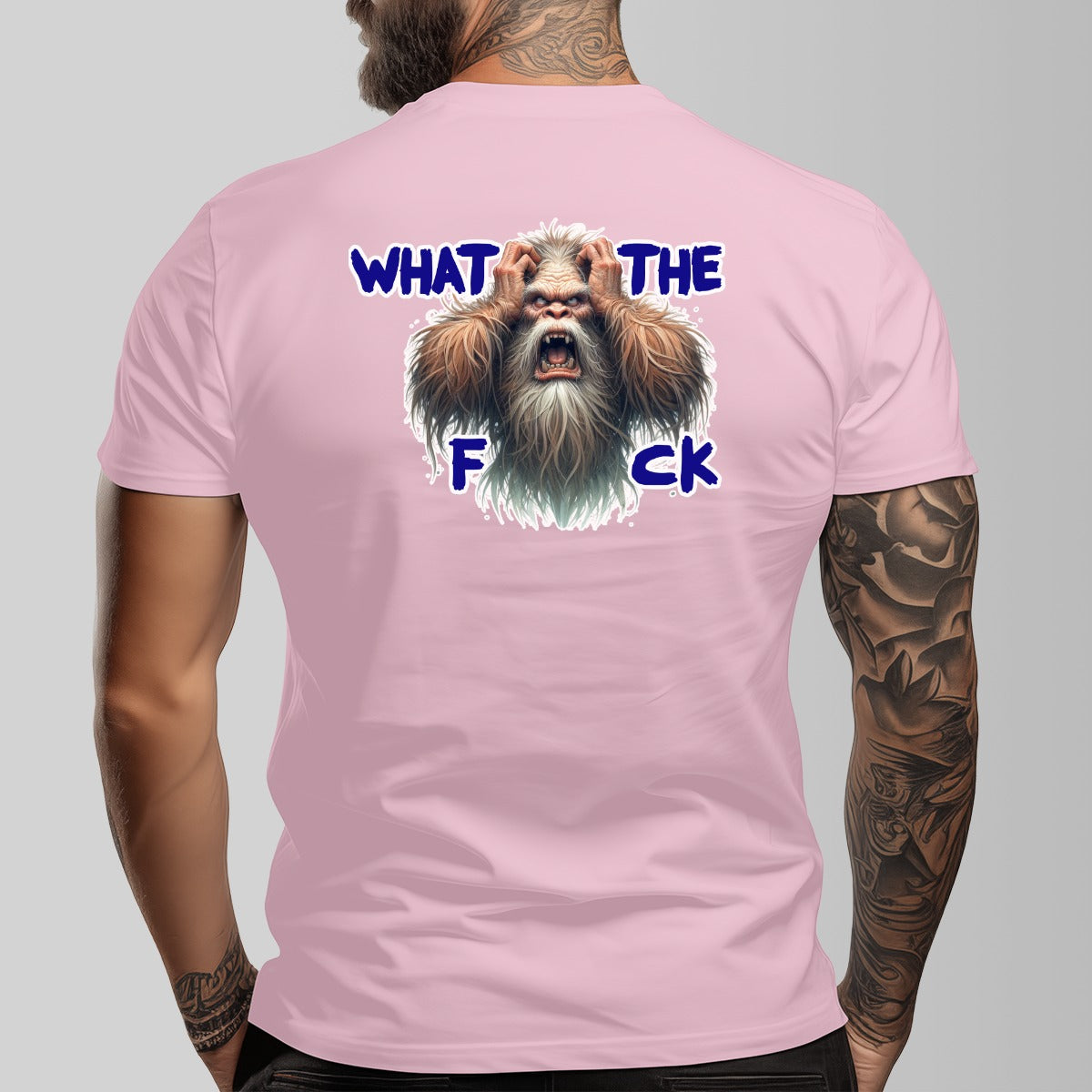 Bigfoot, Sasquatch "What The F_ck" Cotton O-neck Short Sleeve T-shirt - 2 sided