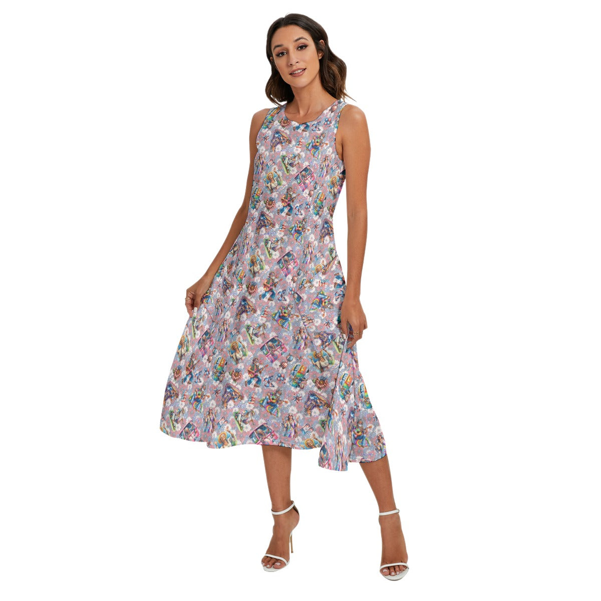 8 Patriotic Designs, Women’s Sleeveless Dress With Diagonal Pockets