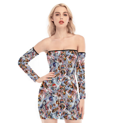 8 Patriot Designs, Women's Off-shoulder Back Lace-up Dress