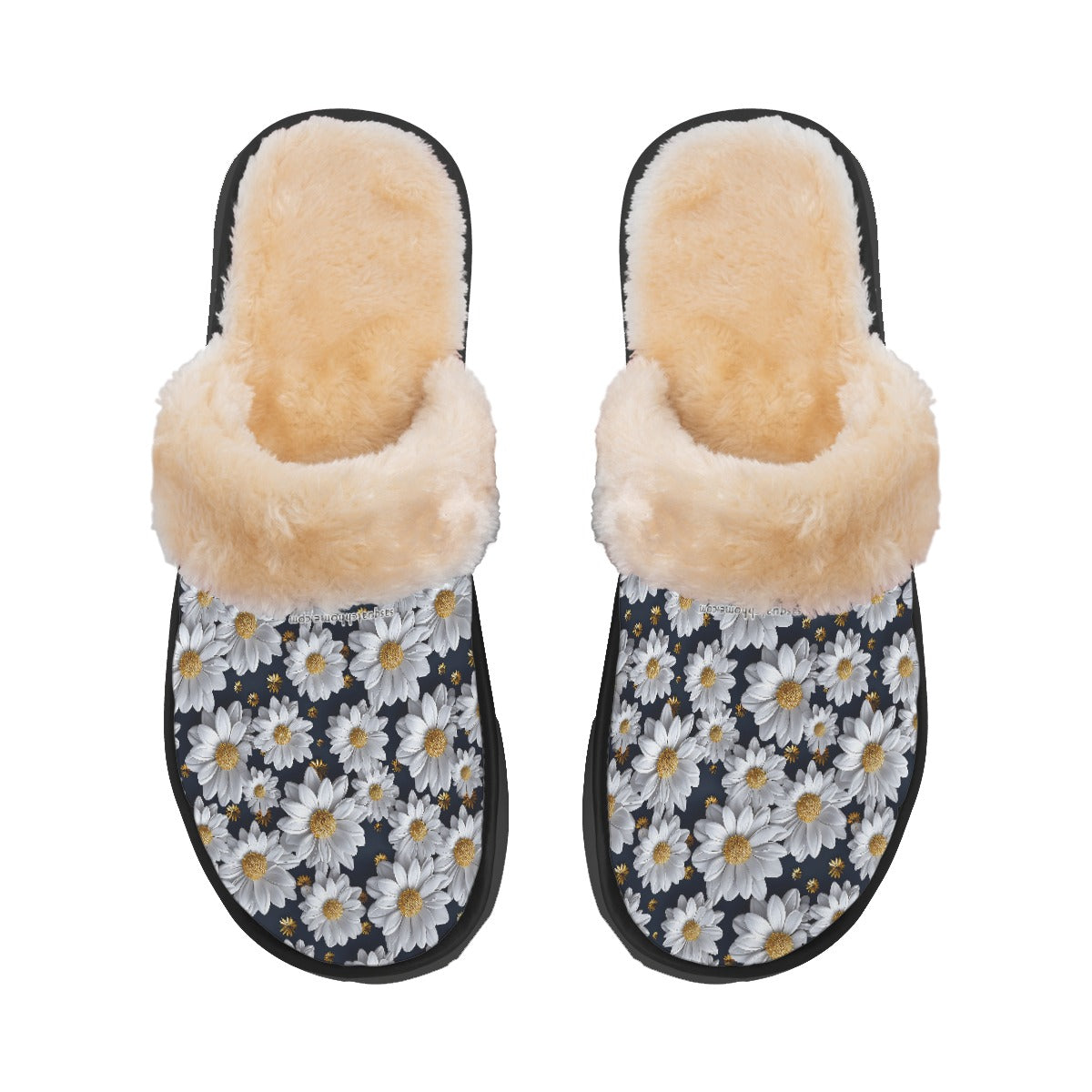 10 Beautiful Flower Designs, Women’s Plush, Fluffy Slippers