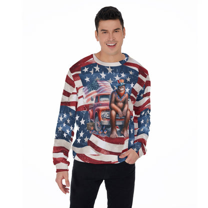 Patriot Bigfoot Sasquatch, Men’s Polyester Thickened Sweater