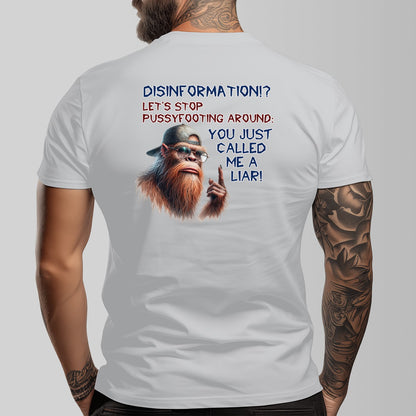 Bigfoot, Sasquatch "Disinformation" Cotton Short Sleeve Double Sided T-shirt