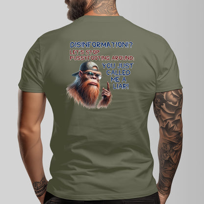 Bigfoot, Sasquatch "Disinformation" Cotton Short Sleeve Double Sided T-shirt