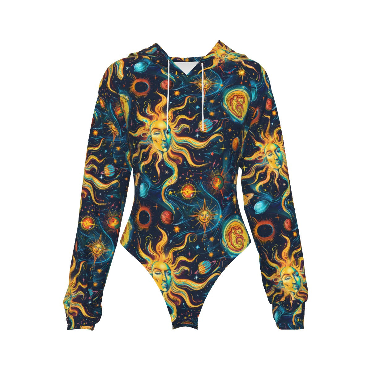 Sun and Moon, Women's Raglan Sleeve Hooded Bodysuit