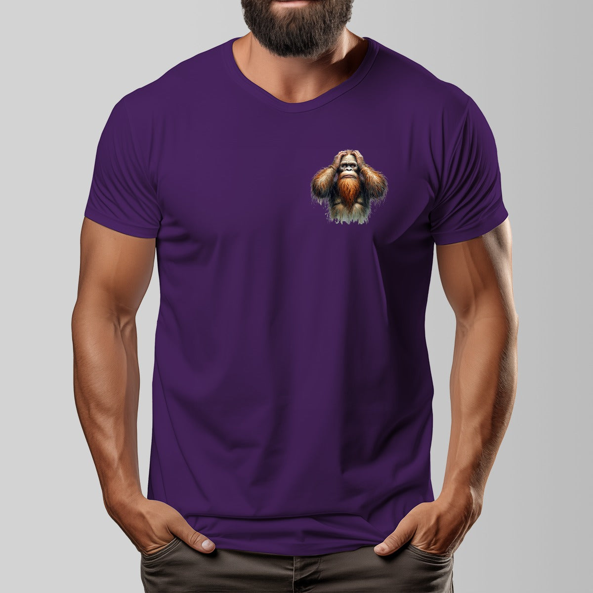 Bigfoot, Sasquatch "What The F_ck" Cotton O-neck Short Sleeve T-shirt - 2 sided