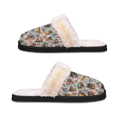 10 Bigfoot / Sasquatch Designs, Men’s Plush, Fuzzy Slippers
