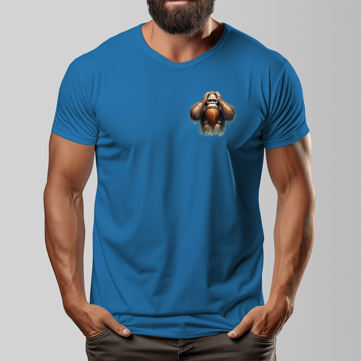 Bigfoot, Sasquatch "What The F_ck" Cotton O-neck Short Sleeve T-shirt - 2 sided