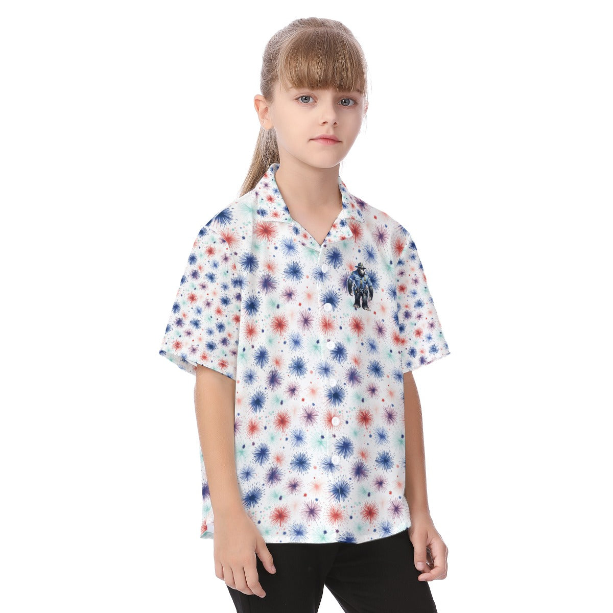 "Bigfoot Always Backs The Blue",  Kid's Hawaiian Vacation Shirt