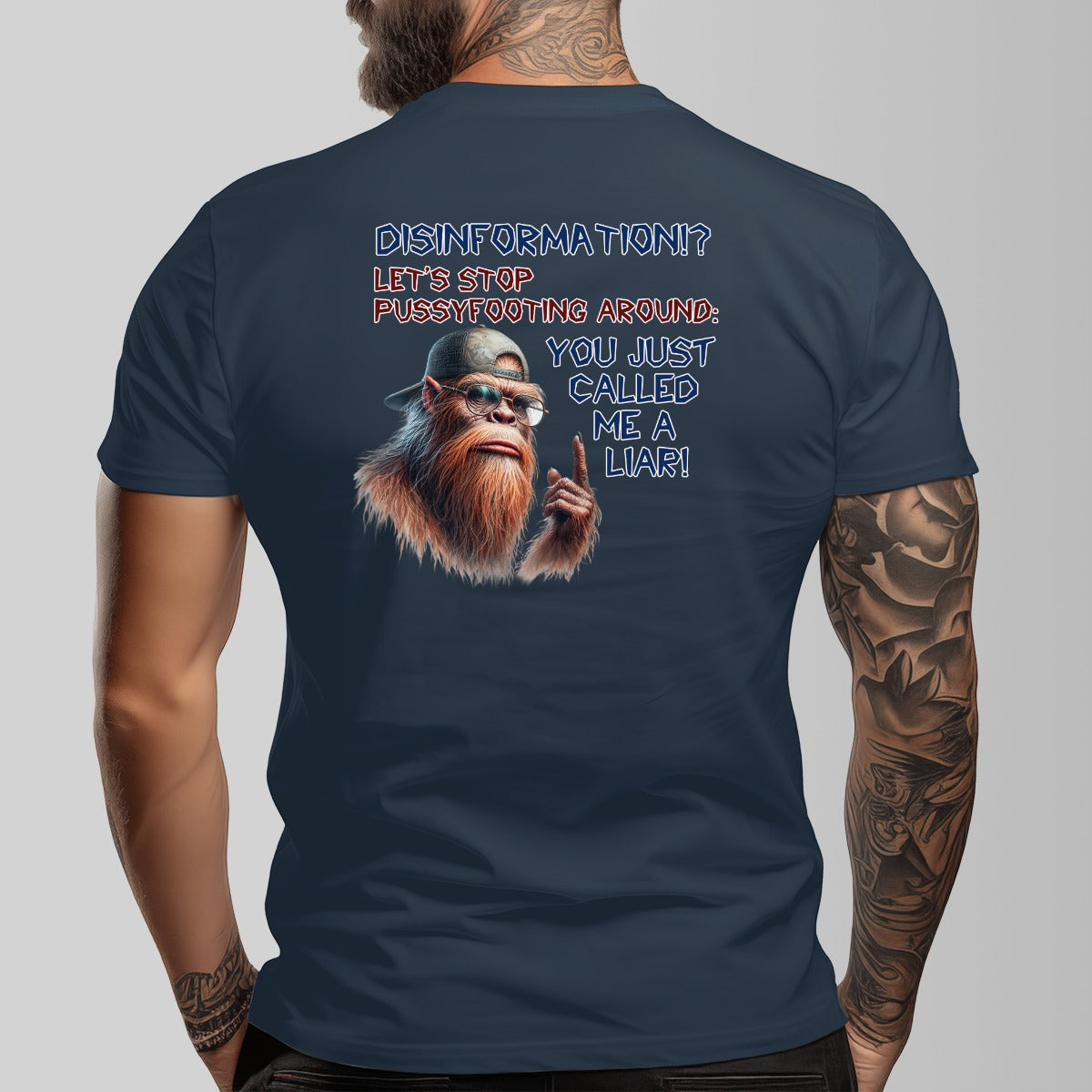 Bigfoot, Sasquatch "Disinformation" Cotton Short Sleeve Double Sided T-shirt