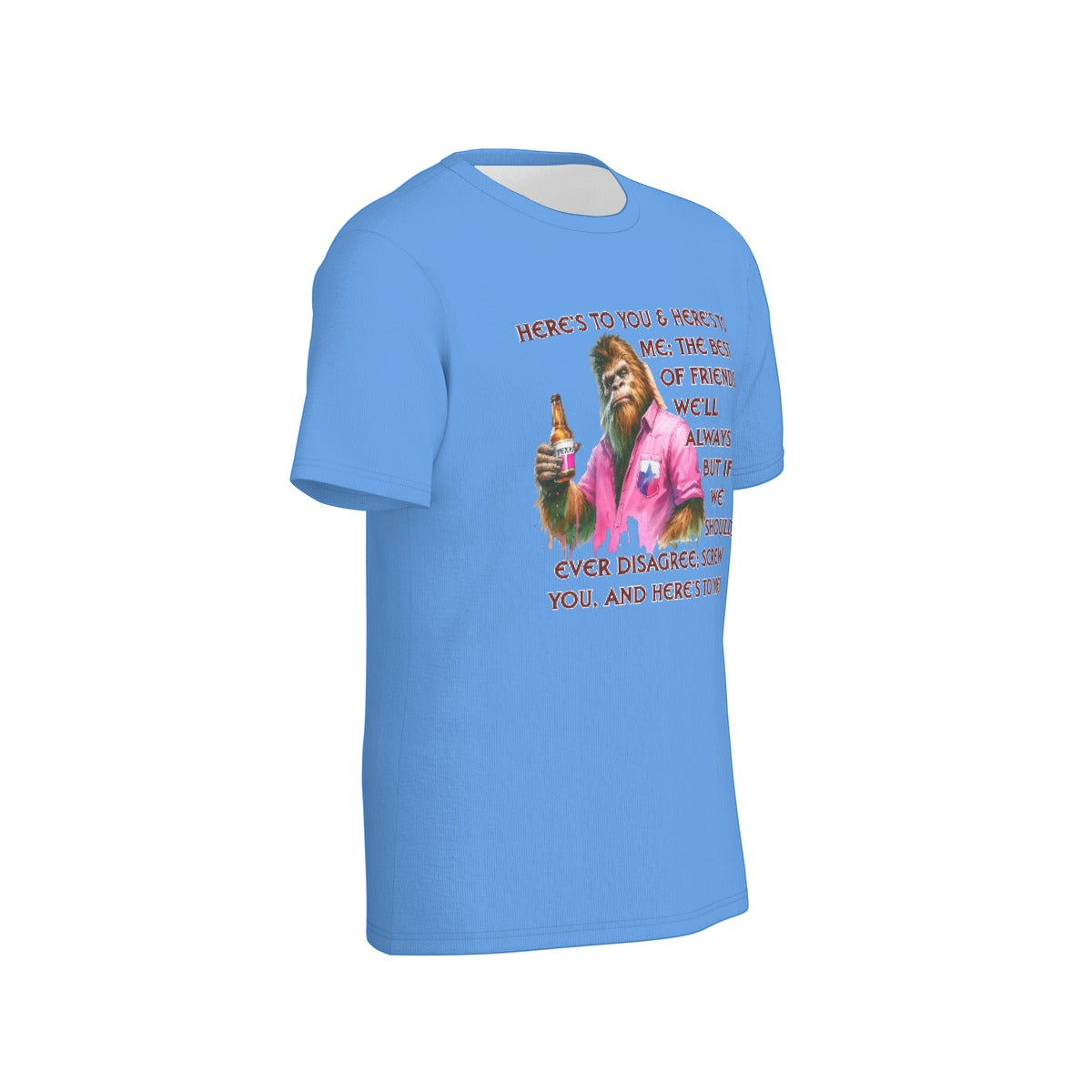 Bigfoot / Sasquatch "Here's to you..", Unisex Short Sleeve O-Neck Cotton T Shirt