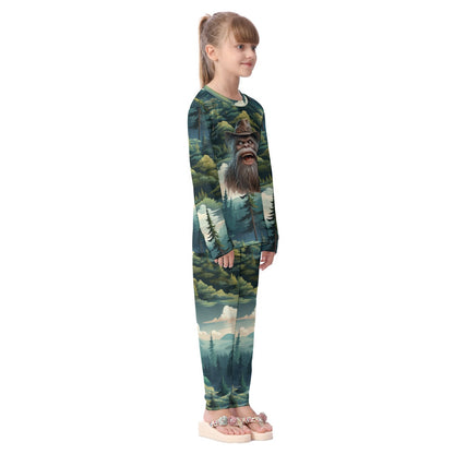 Sasquatch in the Woods,  Kid's Long Pajamas Set