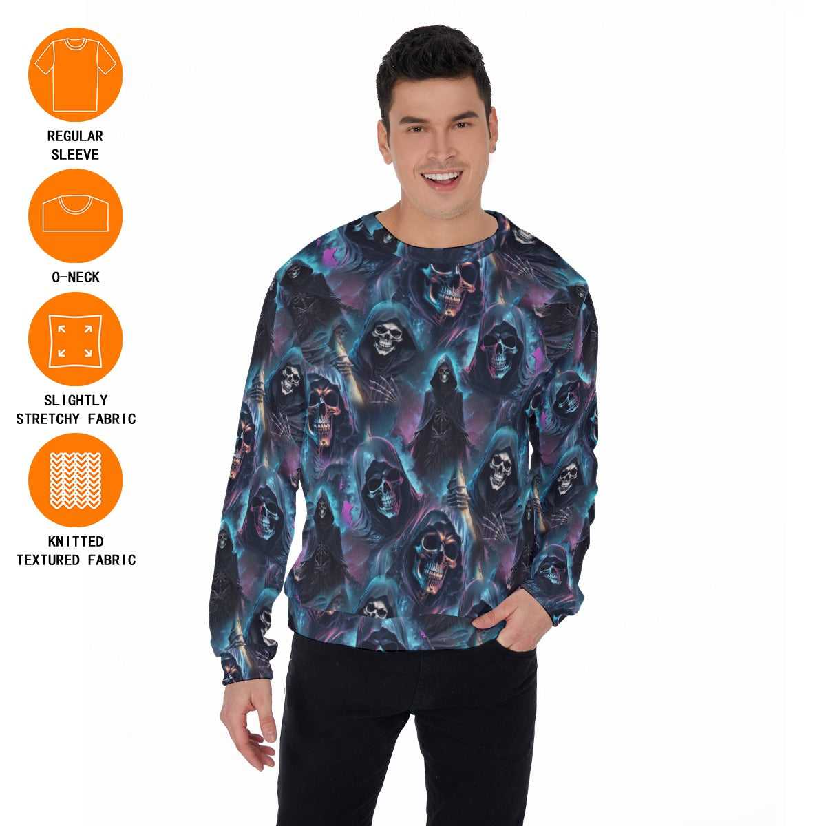 Grim Reaper, Men’s Polyester Thickened Sweater