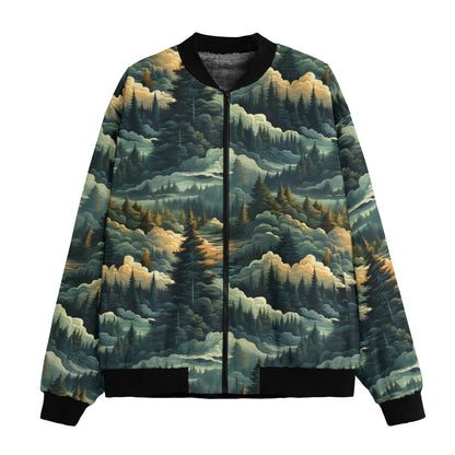 Forest / Woods Bomber jacket, Fleece Jacket, Poly Bomber Jacket, Bomber Coat,