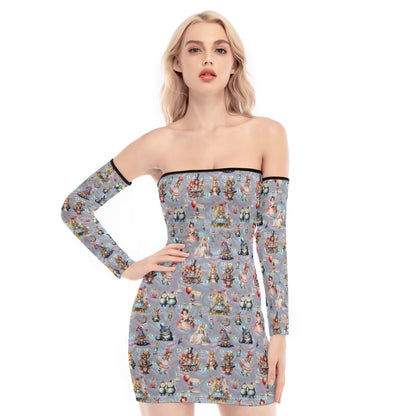 20 Misc Designs,  Women's Off-shoulder Back Lace-up Dress
