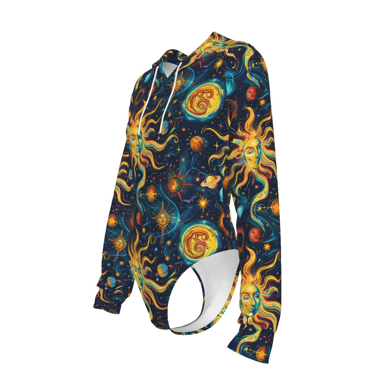 Suns & Moons, Women's Raglan Sleeve Hooded Bodysuit