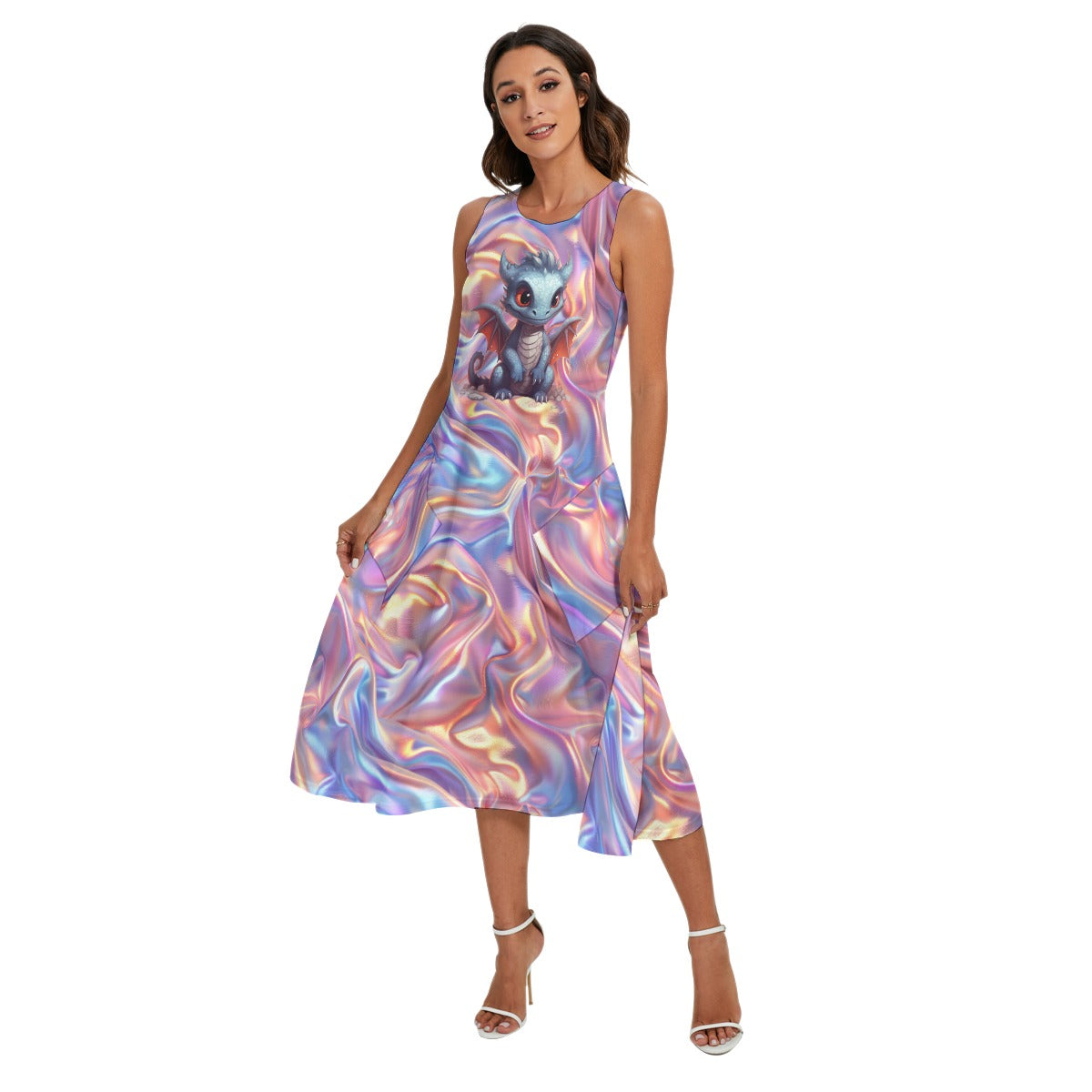 Baby Dragon, Women’s Sleeveless Dress With Diagonal Pockets