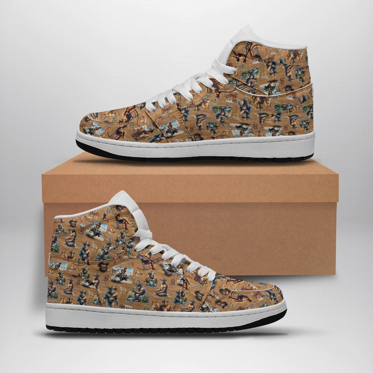 Bigfoot Western Design, Men's high top, lace-up, leather shoes