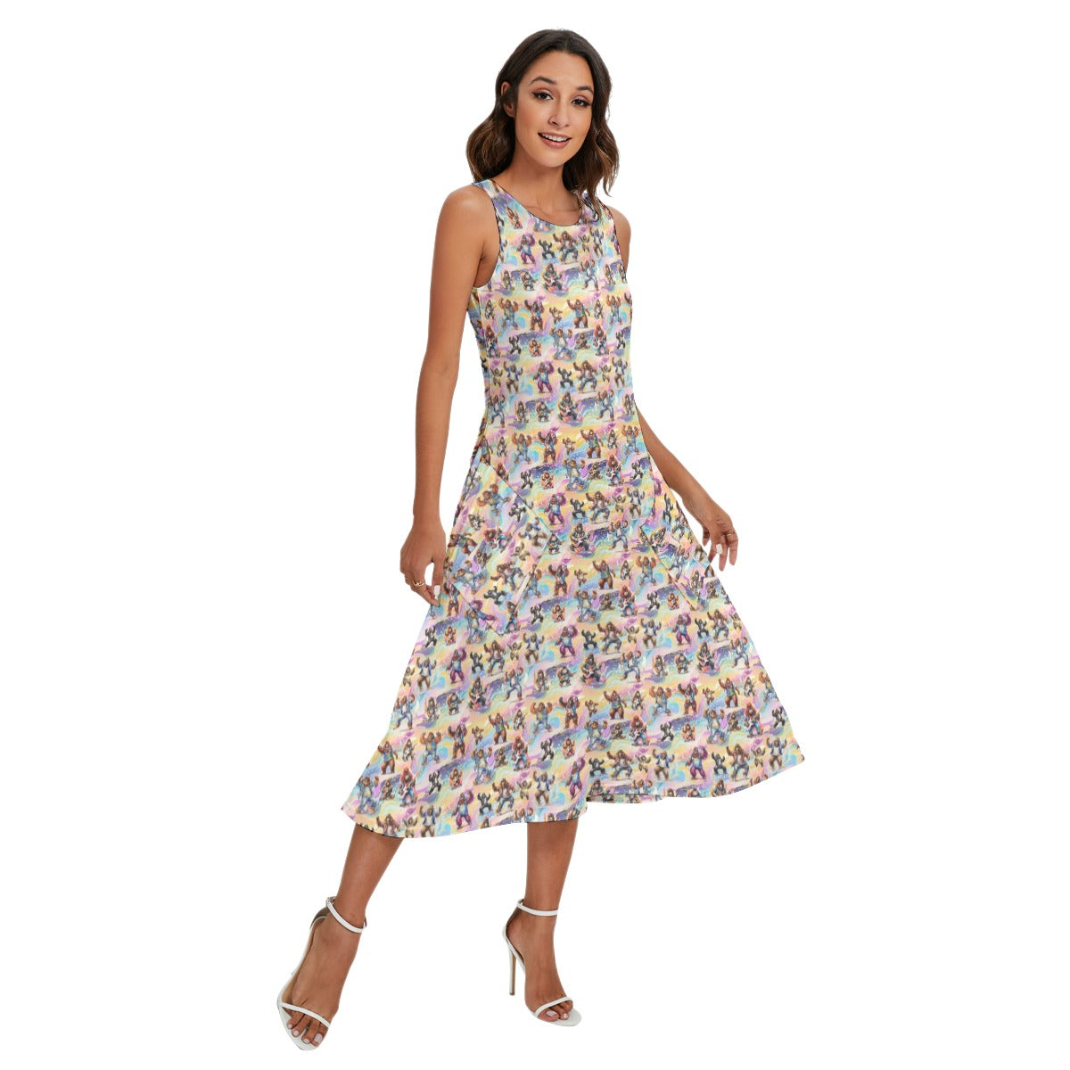 10 Bigfoot / Sasquatch Designs, Women’s Sleeveless Dress With Diagonal Pockets
