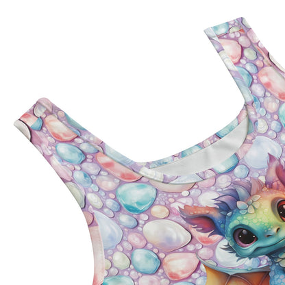 Baby Dragon on Colored Stones, Women’s 2 Piece Yoga Short Set