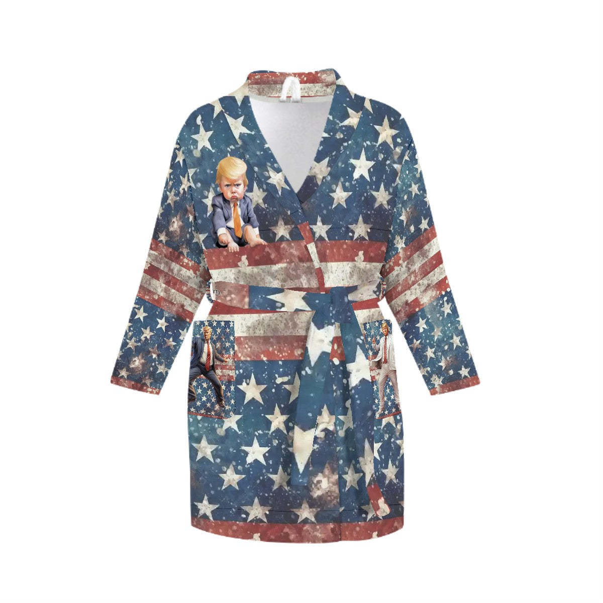 Donald Trump Cartoon Themed, Women’s Bath Robe 33.5” Long