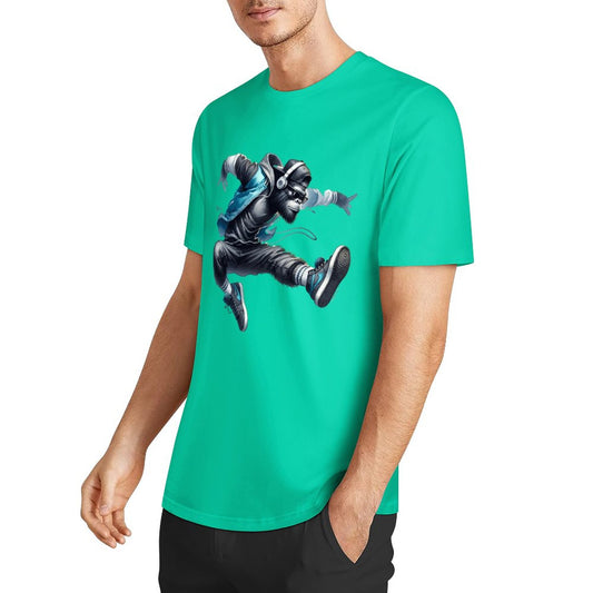 Bigfoot - Sasquatch Jumping Short Sleeve Cotton T-Shirt