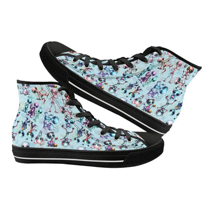 6 Alien Designs, Women's High Top Canvas Shoes