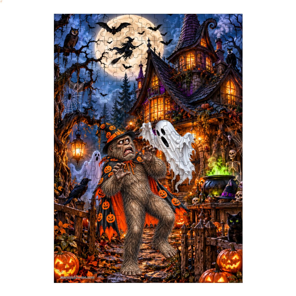 Bigfoot Halloween 300pcs Wooden Vertical Jigsaw Puzzle