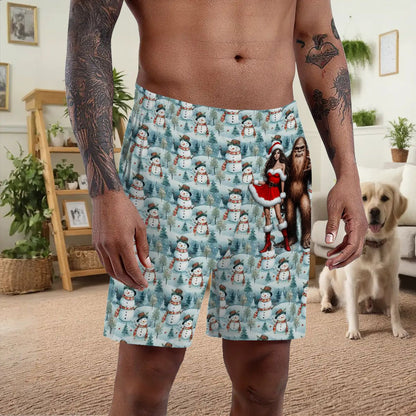 Naughty Bigfoot / Sasquatch, Men’s Polyester, pocketed, pajama Shorts