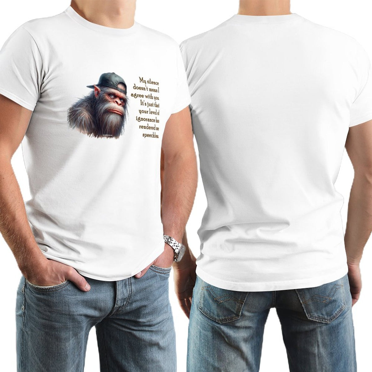 "My Silence Doesn't Mean..." Bigfoot, Sasquatch Short Sleeve T-shirt