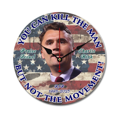 Charlie Kirk Memorial, Wooden Wall Clock- Made in USA