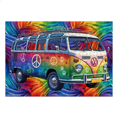 Hippie Tie Dye Bus 300pcs Horizontal Wooden Jigsaw Puzzles