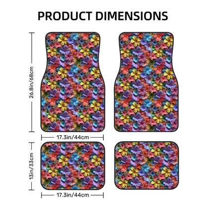10 Beautiful Flower Designs, 4 Piece Auto Floor Mats