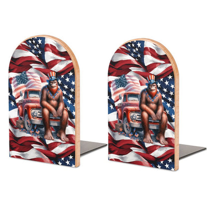 Patriot Sasquatch / Bigfoot, Wood Bookends