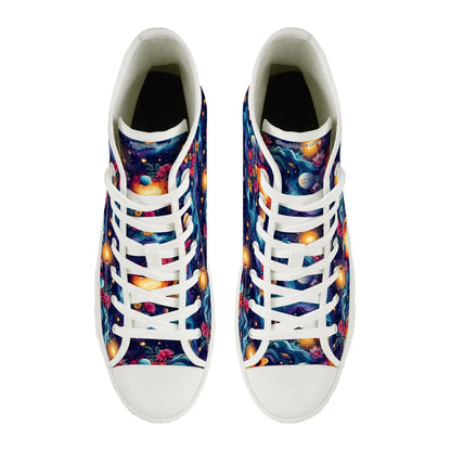 12 Galaxy, Outer Space Designs, Women's High Top Canvas Shoes