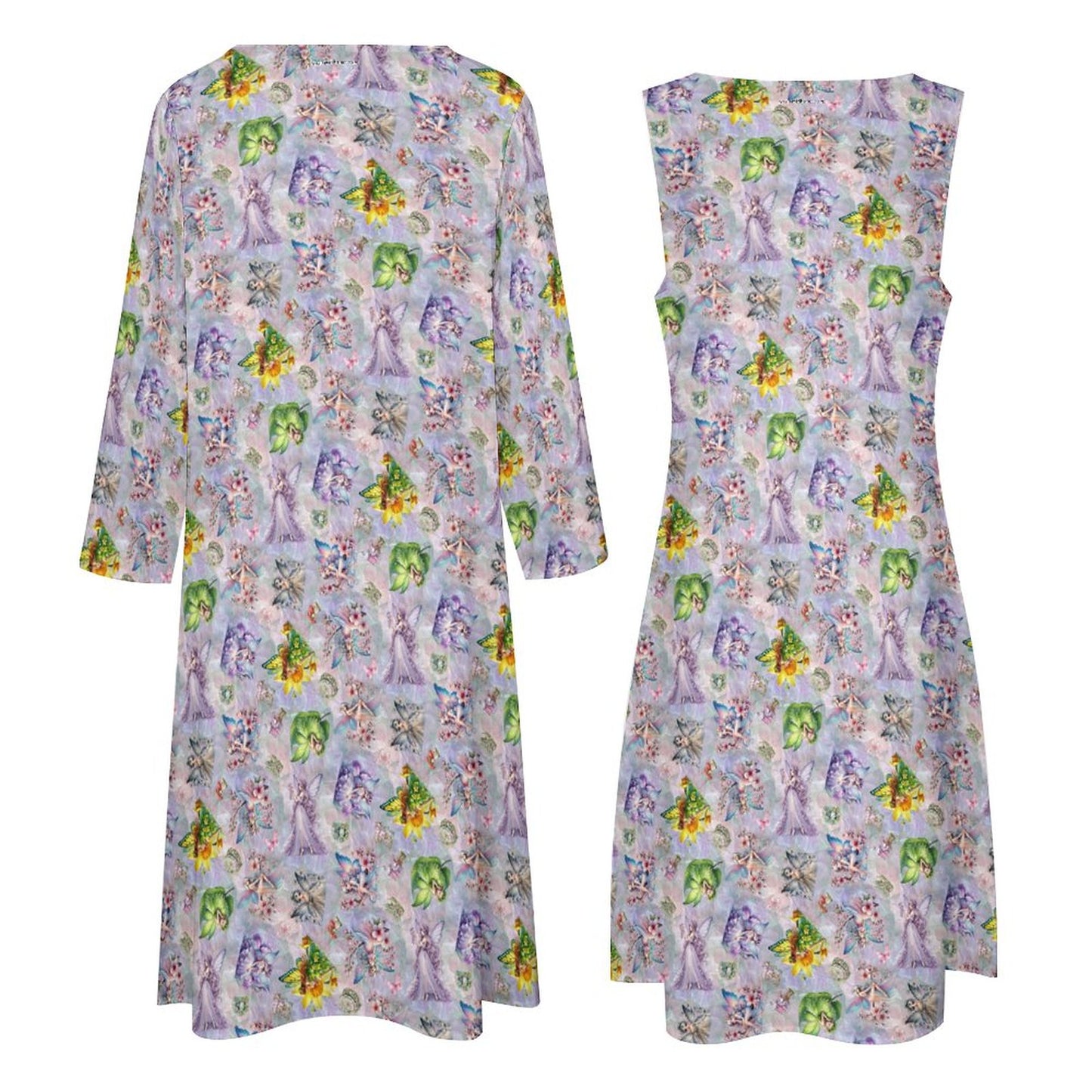 6 Fairy Designs, Women’s Long Dress with Cardigan