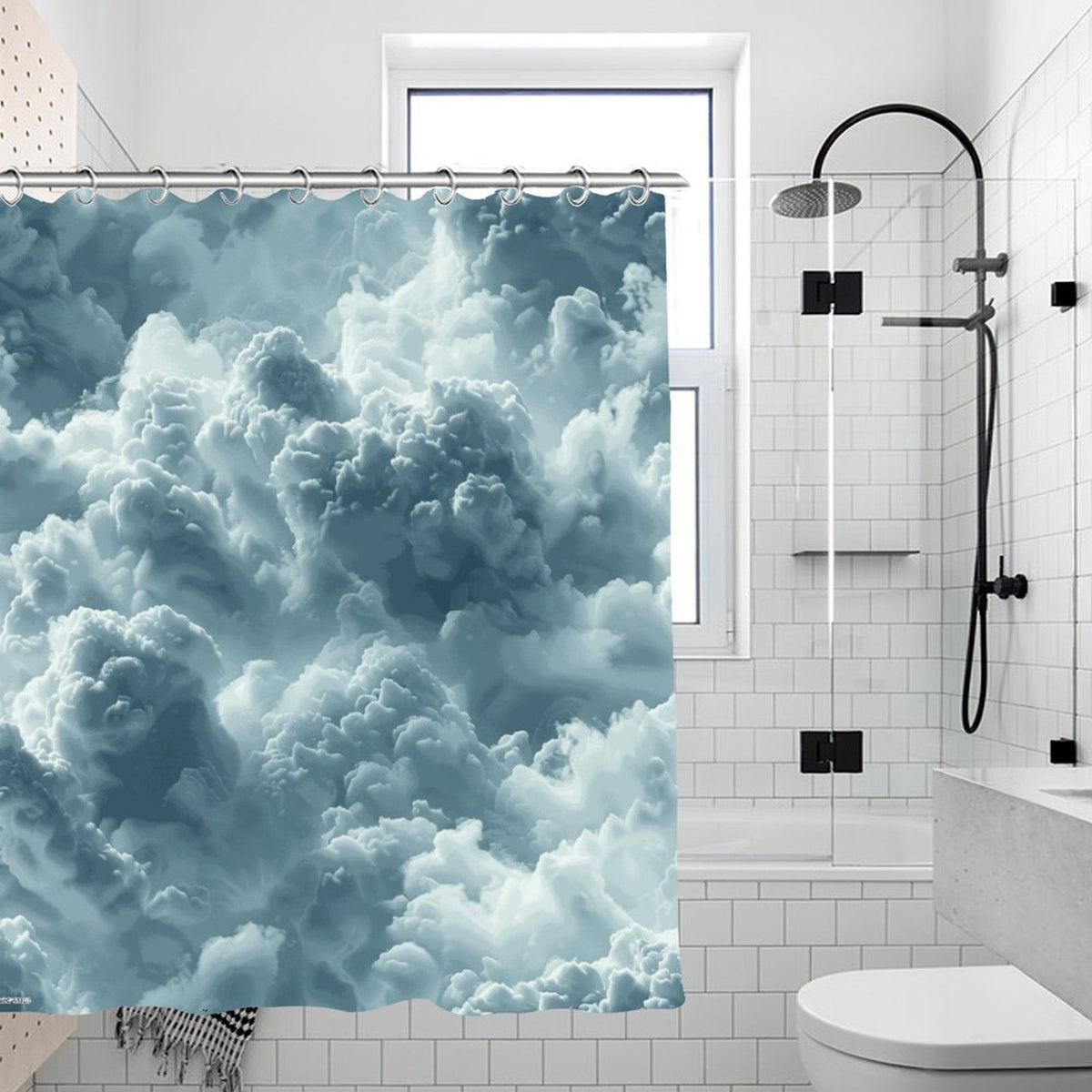 Cloudy Day Waterproof Polyester Shower Curtain