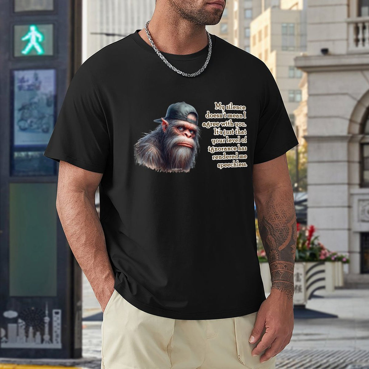 "My Silence Doesn't Mean..." Bigfoot, Sasquatch Short Sleeve T-shirt