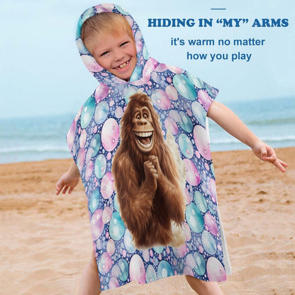 Bigfoot, Sasquatch Themed, Hooded Terry Cloth Pullover Towel for Kids, Children