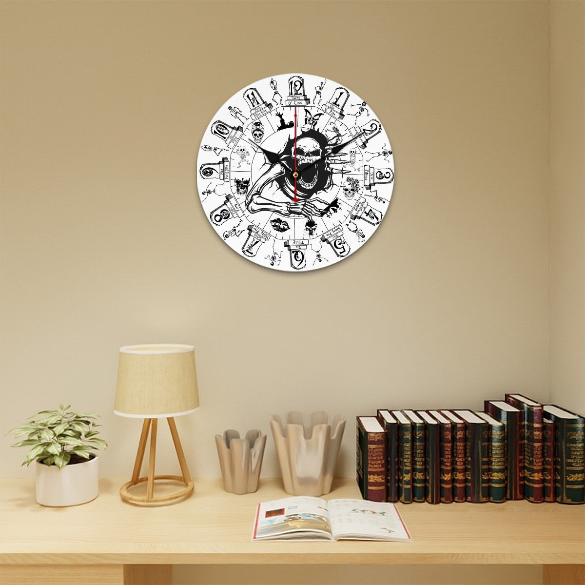 B & W Wooden Round Clock - 5 Sizes- Made in USA