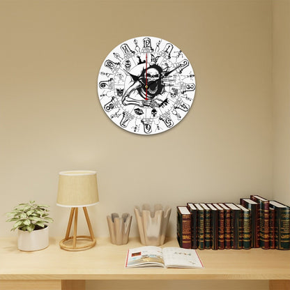 B & W Wooden Round Clock - 5 Sizes- Made in USA