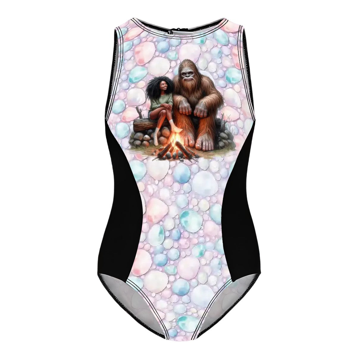 Bigfoot, Sasquatch, Girl, Girls One Piece Swimsuits Customized Services